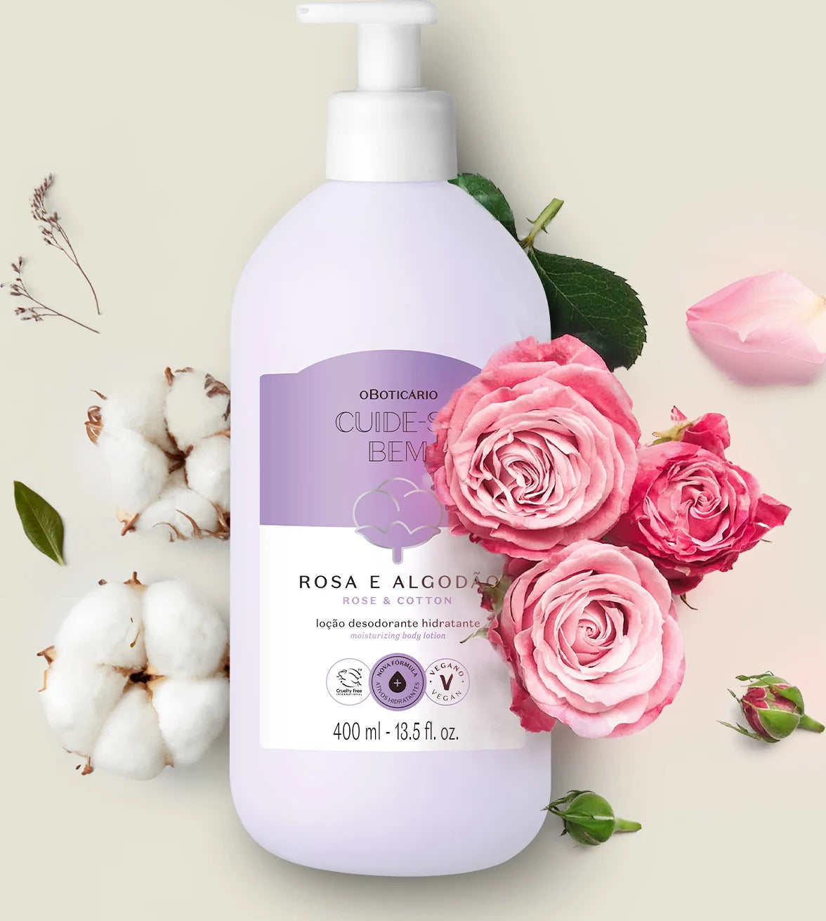 Cuide-se Bem Rose &amp; Cotton Moisturising Body Lotion 400ml