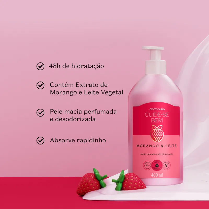 Cuide-se Bem Strawberry & Milk Moisturising Body Lotion 400ml